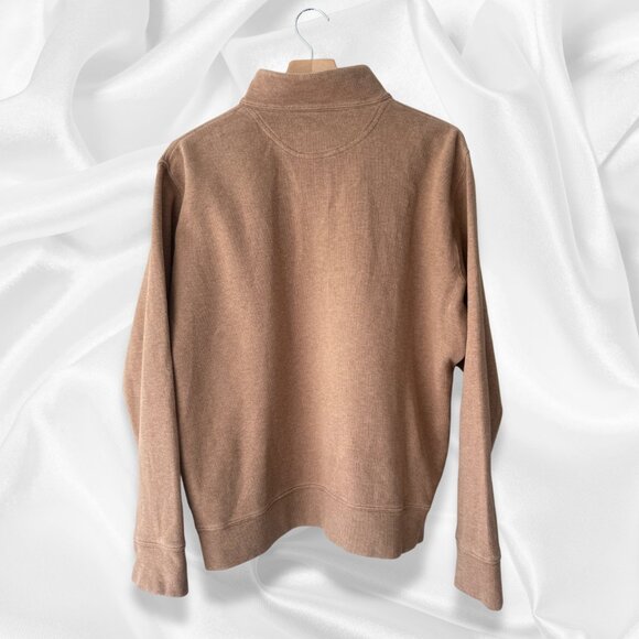 Lands’ End Men’s Quarter Zip Cotton Sweater Beige Size L | Mock Neck Neutral - Picture 4 of 9